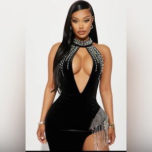 Embellished Velvet Black gown
